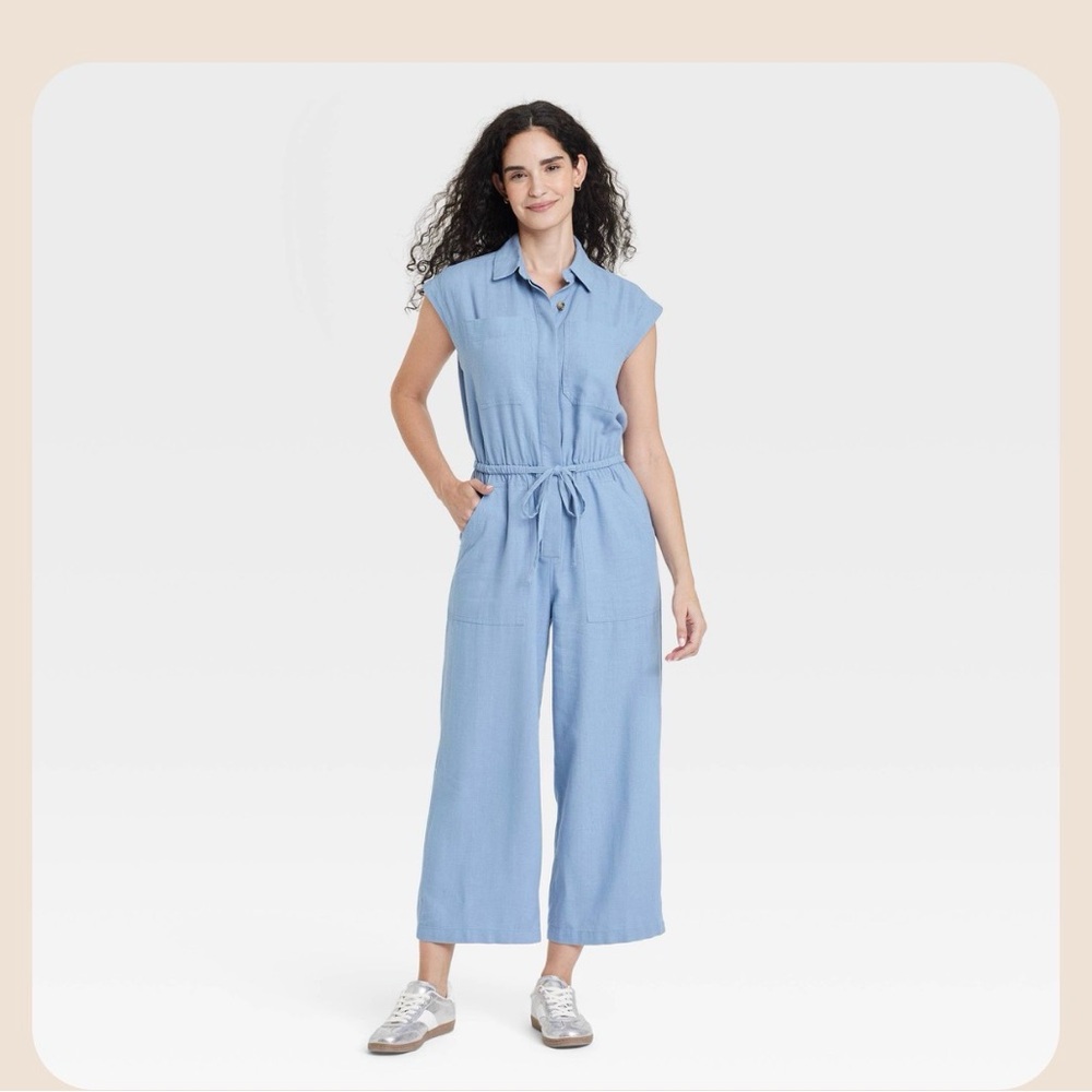 Linen/Rayon Sky Blue Jumpsuit
